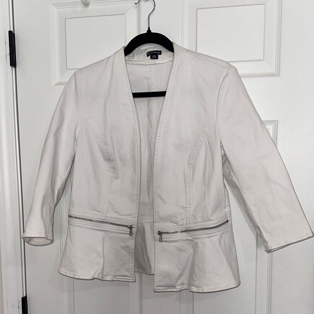 New Directions Off-White Women's Blazer with Zipper Accents